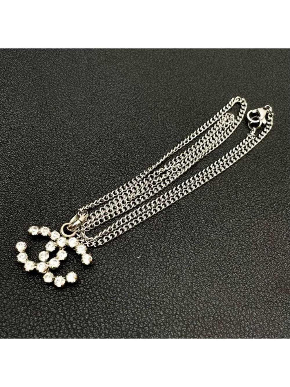 Chanel CC Logo Necklace Rhinestone Icon Coco